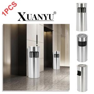 XUANYU Cendrier sur pied avec poubelle Inox60cmamovible entr&eacute;e bureau gris argent&eacute; 24.5*25*60cm1pcs