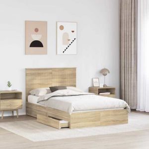 PROMOTION Lit 2 personnesCadre de Lit double - pour Adulte - Lit de Rangement Ch&ecirc;ne Sonoma 120x200 cm Bois ding&eacute;nierie 521131