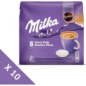MILKA Chocolat Dosettes compatibles machine Senseo - Lot de 10 x 8 dosettes
