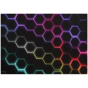 Papier Peint Intiss&eacute; Enfant Gar&ccedil;on Hexagones Gaming Jeux 350x250 cm Tapisserie Chambre Enfant Photo Non Tiss&eacute; Muraux Trompe loeil