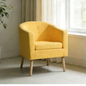 MIPAN. Fauteuil de Salon Moderne dAdulte avec Pied Bois Fauteuil Scandinave Rembourr&eacute; Fauteuil Relax - 64x60x70cm - Jaune