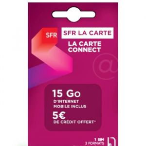 Carte SIM pr&eacute;pay&eacute;e - SFR - La Carte Connect - 15 Go Internet - 5 &euro; de cr&eacute;dit - Sans engagement