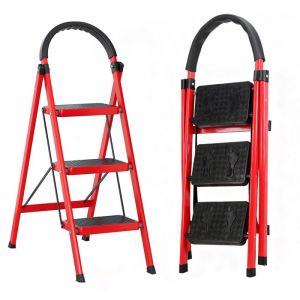 &Eacute;chelle pliante en m&eacute;tal-Escabeau 3 marches-Escabeau &agrave; barreaux maximale 150 kg pour acc&egrave;s aux espaces restreints &agrave; la maison