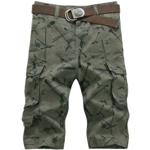 Pantacourt Homme Cargo Camouflage Multi-poche Bermuda Homme - Vert
