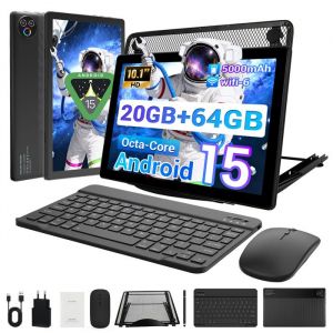 Tablette 10&rsquo;&rsquo; Android 15 avec StyletClavier Souris BluetoothSupport de refroidissement 20+64Go Extensible 128Go 5-Core WiFi 6