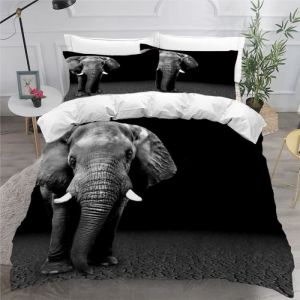 Housse de Couette Enfants &eacute;L&eacute;Phant DAfrique Ensemble De Literie 3D Imprim&eacute; Animaux Sauvages Housse Couette 140x200cm [1701]