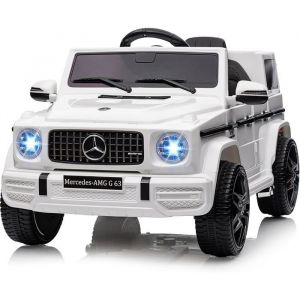 Voiture &eacute;lectrique pour enfant Mercedes G63-4 12V avec t&eacute;l&eacute;commande 24 GledBluetooth et musique blanc
