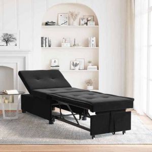 BEWI®Canapé-lit/Sofa Bed - 2 PERSONNES - clic-clac Noir 67 x 194 x 38 cm Velours &FR80629