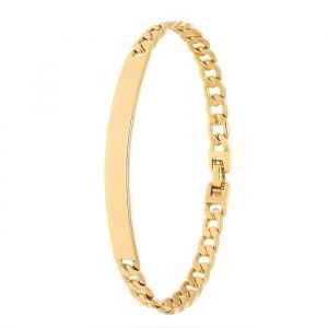 Bracelet - Femme - Gourmette - Identité - 185 cm - Maille Américaine - Plaqué Or Jaune 750/1000 - 3 - Microns