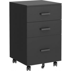 SogesHome Caisson de bureau rangement sur 5 roulettes 3 tiroirs  adaptée au format A4 lettreNoir