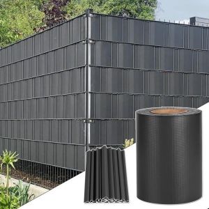 Brise-vue - XMTECH - Rouleau 140m x 19cm - PVC r&eacute;sistant aux intemp&eacute;ries - 100% r&eacute;sistant aux UV - Anthracite