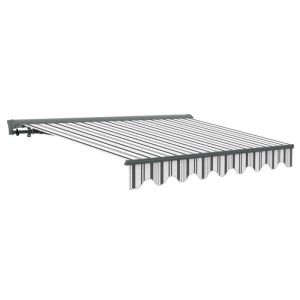Canop&eacute;e Store Banne Manuel Gris et blanc Semi Coffre 3 x 2.5m &ndash; Store R&eacute;tractable pour Terasse  Balcon  & Jardin