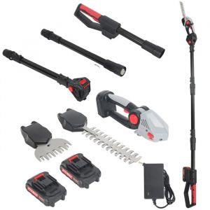Mini taille-haie électrique BIPLUT 21 V 2 batteries lithium 1 500 mAh fonction 2 en 1 avec rallonge