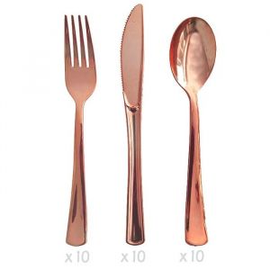 M&eacute;nag&egrave;re 30 Couverts R&eacute;utilisables Rose Gold