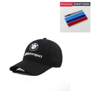 Autocollant de voiture pour BMW M 80x50mm Argent Avec 1 Casquette de Baseball Chapeau brod&eacute; BMW M Motorsport Noir
