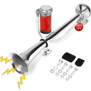 DZANKEN Klaxon Auto 12v 150dB 45cm Trompette Puissant Corne avec Support et Compresseur dair pour Tous les Transports