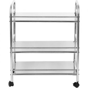 Chariot de Cuisine 3 &Eacute;tages Service Desserte de Cuisine &agrave; Roulettes en Acier Inoxydable 60&times;36&times;74cm