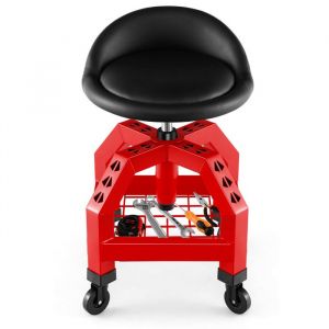 GOPLUS Tabouret de Mécanicien avec Roulettes-Tabouret dAtelier Pivotant à Hauteur Réglable avec Plateau à Outils-Charge 150KG