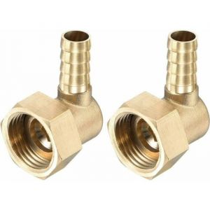 Raccord Cannelé Tuyau Laiton Coude 10 mm x G1/2 Connecteur Tuyau Femelle à écrou Pivotant pour Eau Carburant Air Paquet de 2