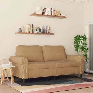 Sofa droit fixe - Clic Clac Canapé à 2 places - NEUF - Marron 140 cm Velours CA8233302