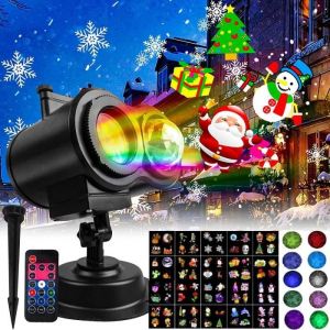Projecteur No&euml;l laser ext&eacute;rieur Int&eacute;rieur avec 16 Motifs 7 F&ecirc;te en 1 &Eacute;tanche avec T&eacute;l&eacute;commande pour Int&eacute;rieur Ext&eacute;rieur F&ecirc;te No&euml;l