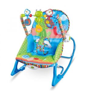Chaise berçante musicale - Berceau électrique - Bébé 0-3ans - Bleu - 12 mélodies - Poids max 18kg