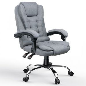 Chaise de bureau NASPALURO - Fauteuil de bureau ergonomique - Hauteur r&eacute;glable - Capacit&eacute; Max 130KG  - roulette 360&deg;- gris et fonc&eacute;