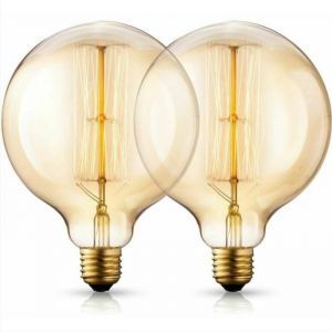 Ampoules Edison vintage G125 King Size Globe 40 W E27 style antique-industriel-variable - Ampoules d&eacute;coratives lot de 2