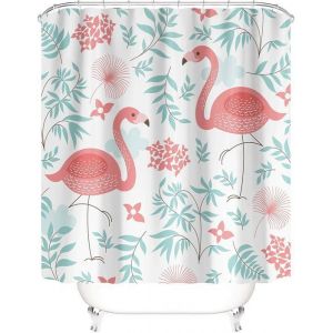 Rideau de douche rideau de douche imprim&eacute; flamant rose adapt&eacute; &agrave; la salle de bain 150*180 cm-MCJ