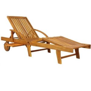CASARIA® Chaise longue Tami Sun en bois dacacia transat avec roues pour extérieur jardin terrasse meuble bain de soleil