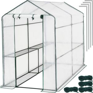 Serre de jardin - TECTAKE - Serre dextérieur souple ANDREA structure en acier 36 m³avec 4 étagères 186 x 120 x 190 cm - Blanc