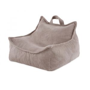 Fauteuil Pouf Siège Poire pour Bébé Enfants pour la Chambre dEnfant MISIOO Puffy Square Velours Côtelé Beige 77x67x50 cm
