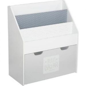 Bibliothèque Enfant - PARIS PRIX - Boy - Gris - MDF - Bac de rangement sur roulettes