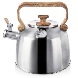 VILDE Bouilloire Classique 32 L - Acier inoxydable - sifflet inclinable - thermomètre - Compatible tous feux dont induction