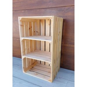 Caisse bois - PYXIDAS - Caisses avec 2 étagères - 75x40x30 cm - Lot de 1 - Naturel