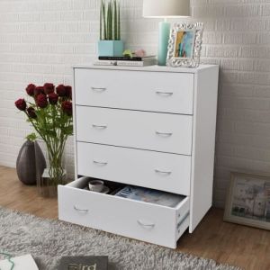 Buffet bas - alsa - 4 tiroirs - Blanc - Laqué - Contemporain - Design