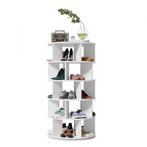 étagère à chaussures  5 Couches pour 25 paires meuble range Range-chaussuresangle rotatifrond blanc