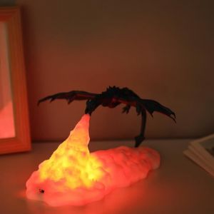 Lampe de projection de lumi&egrave;re de nuit pour enfants 3D volcan dragon de glace feu dragon lumi&egrave;re cr&eacute;ative veilleuse