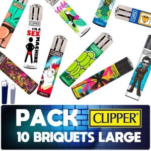 Clipper - Lot MIX 10 Briquets Clipper Grand Modèle Dépareillés - collections mélangées Multicolore