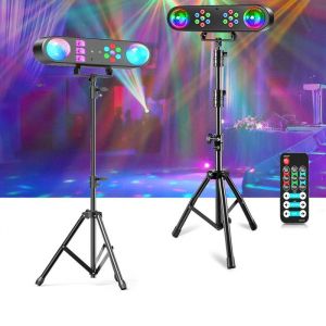 UKING-- Support De Lumi&egrave;res Avec Plusieurs Effets A LED - 2 boule disco et 14 LEDs + Boule Disco Jeux de Lumiere Portable 5 en 1