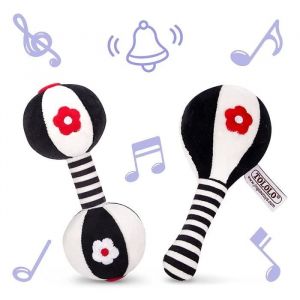 Hochet souple - ZGEER - 2 pi&egrave;ces - Noir et blanc - Pour b&eacute;b&eacute; de 0 &agrave; 6 mois