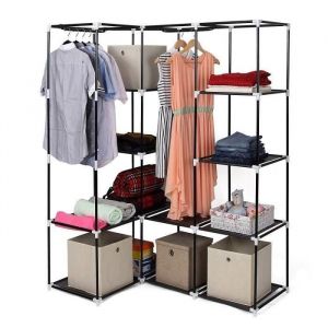 LUXS Armoire de chambre rangement Penderie souple dangle 129 x 87 x 169 cm dressing Amovible en textile non-tiss&eacute; Noir