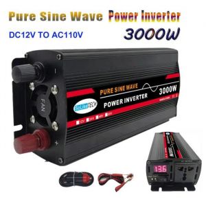 Convertisseur de puissance - HELLOVE - 3000 W - 12V DC à 220V AC - Affichage LED - Onde sinusoïdale pure