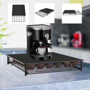 MENGDA Support Rangement Capsules Dolce Gusto Tiroir de Rangement / Support de Machine 2 en 1 pour La Machine de Tassimo 36pcs Noir