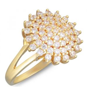 Bague Plaqué Or Sissi blanc doré - 17 mm (fleur) - LES TRESORS DE LILY - Bague - Oxyde de zirconium - Femme