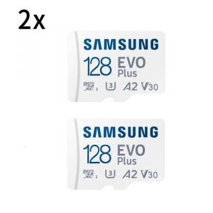 2PCS Micro SD SDXC Samsung Carte m&eacute;moire Evo Plus 128 Go SDXC U3 Classe 10 A2 130 Mo/s avec Adaptateur