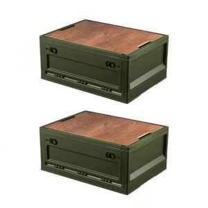 Rman® Lot de 2 Caisse Rangement Pliable avec Couvercle 35L Boite Rangement  Roulettes Bac de Rangement Camping Maison