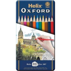 Crayons de couleur - Helix - Paquet de 12 - Bois et pigments - Mines incassables - Multicolore