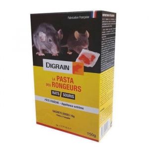 Pâte anti-rat souris au Difénacoum - 150g - La pasta des rongeurs - Digrain Etui de 150g (sachets de 10g)