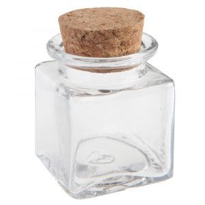 Pot en verre carré - - Largeur : 45 cm - Hauteur : 6 cm - Verre et liège